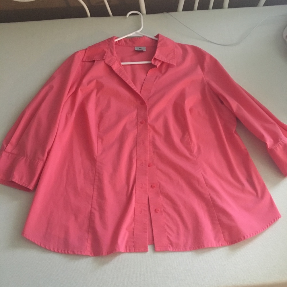 Worthington Women’s Stretch 3/4 Sleeve Pink Shirt